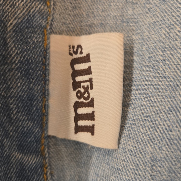 M&M'S Vibes Rainbow Distressed Light Blue Cotton Jean Jacket Womens Size Small - Picture 4 of 12